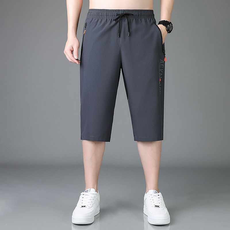 Pantaloncini da Uomo Pantaloncini in Seta Ghiaccio ad Asciugatura Rapida, Pantaloni Sportivi Estivi Casual Larghi Dritti