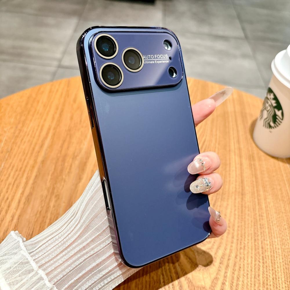 Frosted Plating Crystal Large Window Phone Case For iPhone 17 16 15 14 13 12 11 Pro Max 17ProMax Full Frame Bumper NonSlip Cover