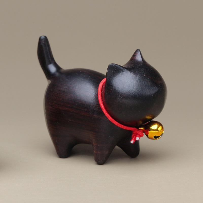 Green Sandalwood Carved Cat & Hippo Desktop Decoration for Home or Office