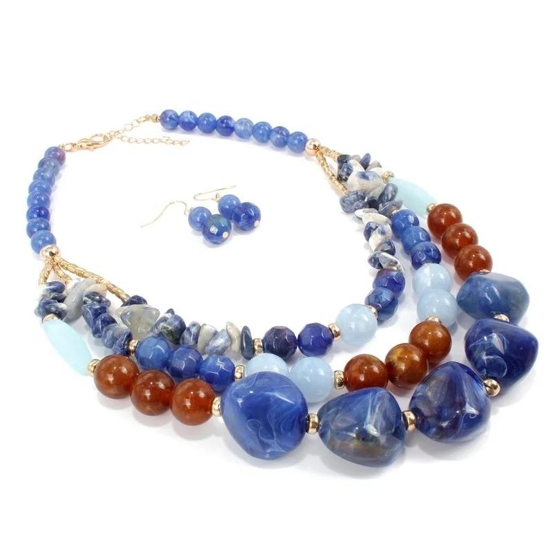 Fashion Women Necklace Chunky Colorful Collar Necklaces Costume Jewelry African Bracelet Natural Stone Accessories For Women