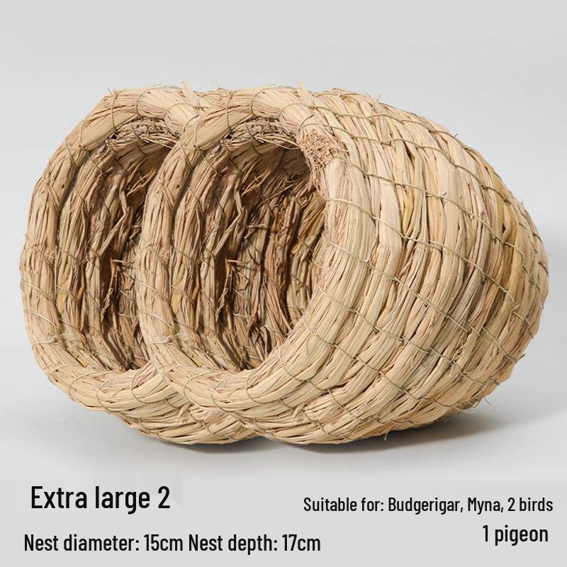 Straw Bird Nest for Budgerigars, Cockatiels, Quails, Pigeons, and Peonies - Hanging Breeding and Egg-Laying Supply
