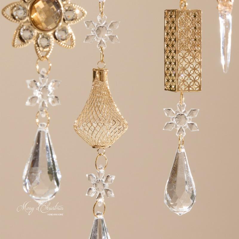 Metal Transparent Acrylic Christmas Ornament String Pendant for Tree Decoration, Festive Dress Hanging Decor with Crystal Effect