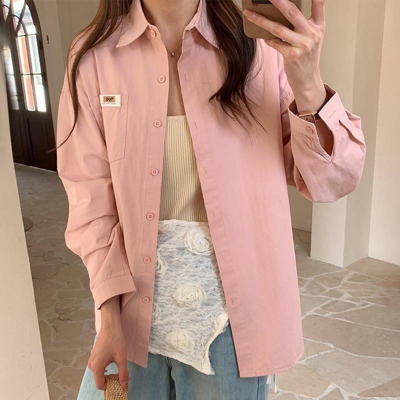 

Long Sleeve Spring New Top Korean Fashion Casual Lapel Blue Shirt M