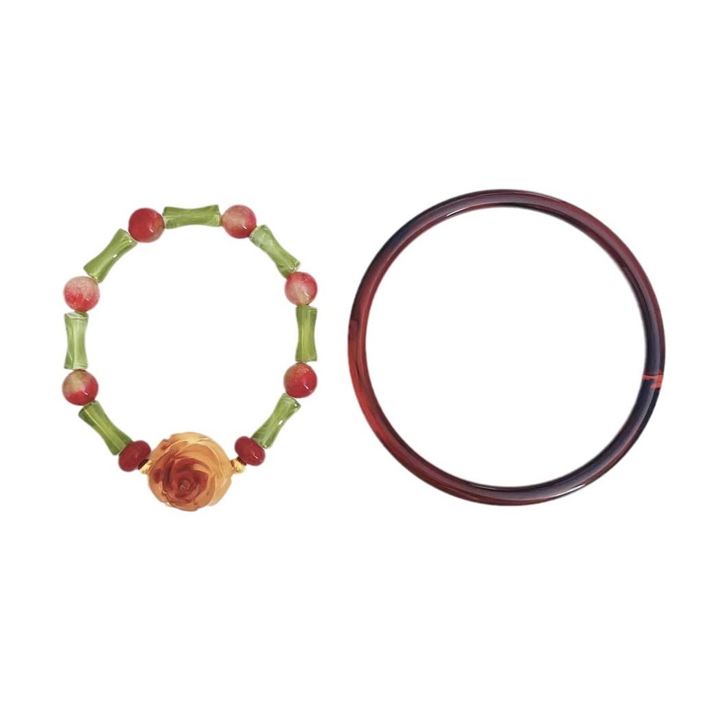 Luxurious Style Retro Handmade Bamboo Beaded Bracelet For Women Classic Chic Jewelry Resin