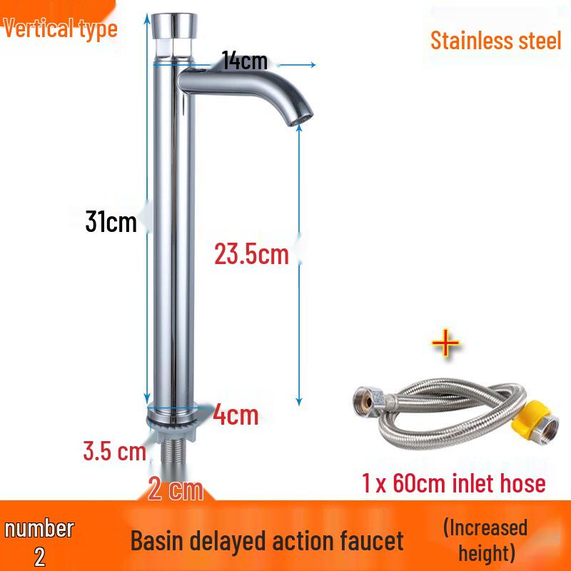 Lindong Stainless Steel Push-Button Bathroom Faucet