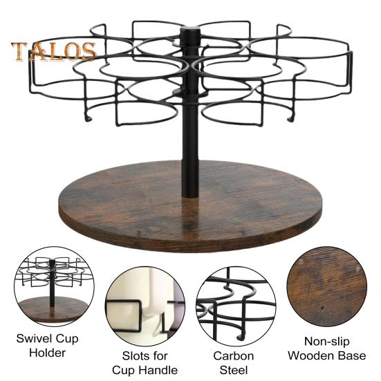 40 Oz Tumbler Cup Holder Organizer with Rotatable Design 6-Ring Cup Rack for Kitchen Storage And Decor Carbon Steel Coaster Stand