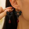 Gothic Vampire Bat Earrings For Women Vintage Red  Water Drop Pendant Earring Halloween Pagan Witch Ear Jewelry Gift