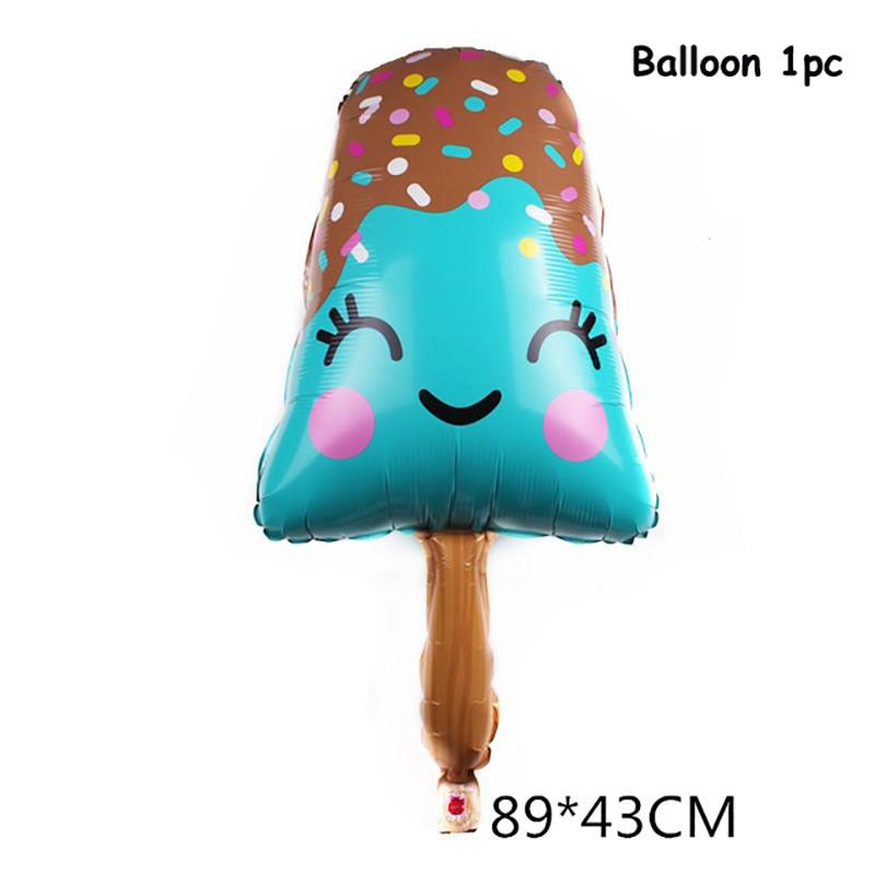 Ice Cream Birthday Party Decoration Kids Toy Baby Shower Disposable Tableware Paper Plates Cups Balloons Flag Party Supplies