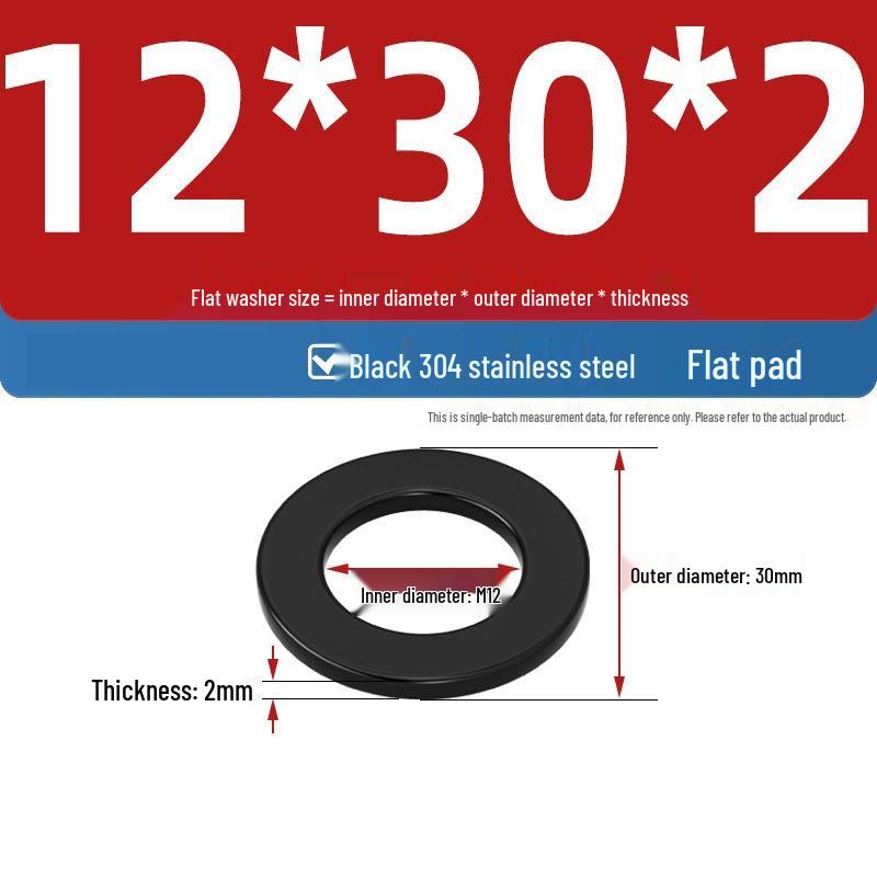 Ultra-Thin Black Zinc-Plated Stainless Steel Flat Washer (M2-M20)