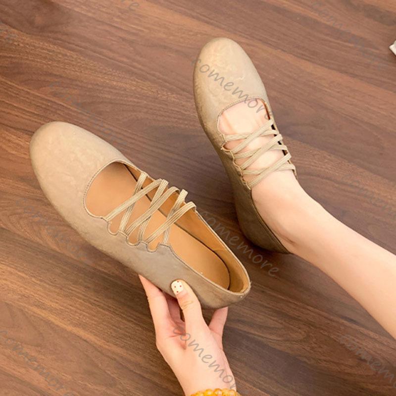 Fashion Comemore 2025 Autumn New Flat Cross Elastic Band Single Shoes Soft Sole Casual Slip On Ballet Style Solid Flats Shoes for Women