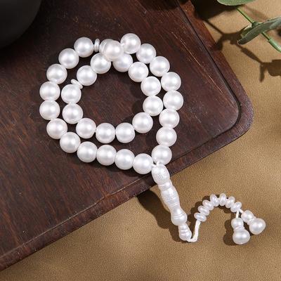 Brățară de Rugăciune Albă Naturală cu Cristale, 33 de Mărgele - Mărgele Budiste și Musulmane, Accesoriu Trendy pentru Agățat în Mașină sau Ținut în Mână
