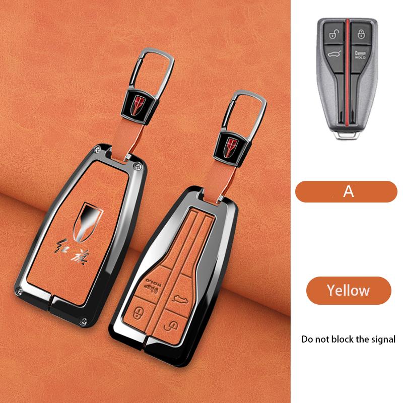 Zinc Alloy Car Key Cover Case Shell Holder Protector for Hongqi HS5 HS7 HS E HS9 Logo Keychain Bag Set Interior Accessories