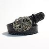 New Leather Heart-Shaped Belt Engraved Buckle Rivet Wide Waistband Belt Metal Rose Dress Waistband Gothic