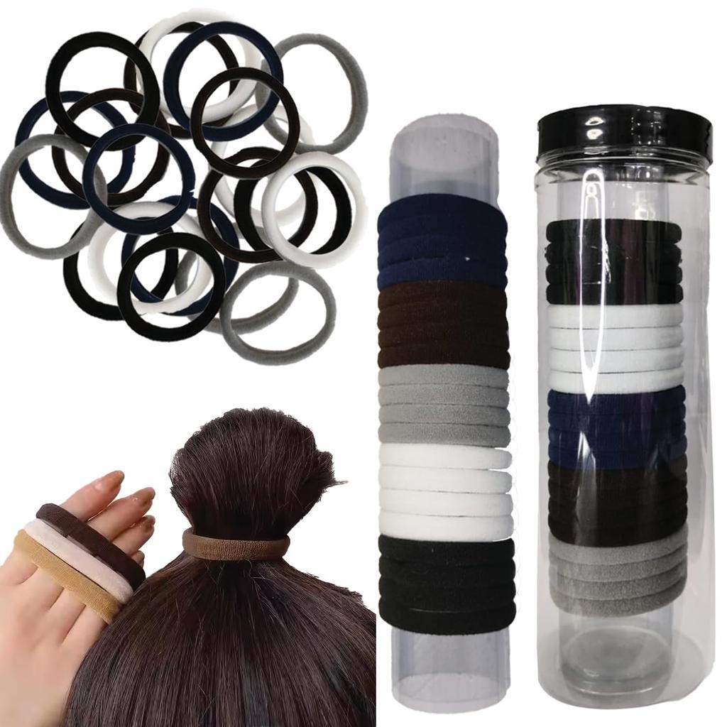 TEMPERIA (Pack of 20) Hair Rubber Band for Women & Girls with Storage Tube Box - Stretchable Soft Hair Ties Ponytail Holder Elastic Hairbands - Prem