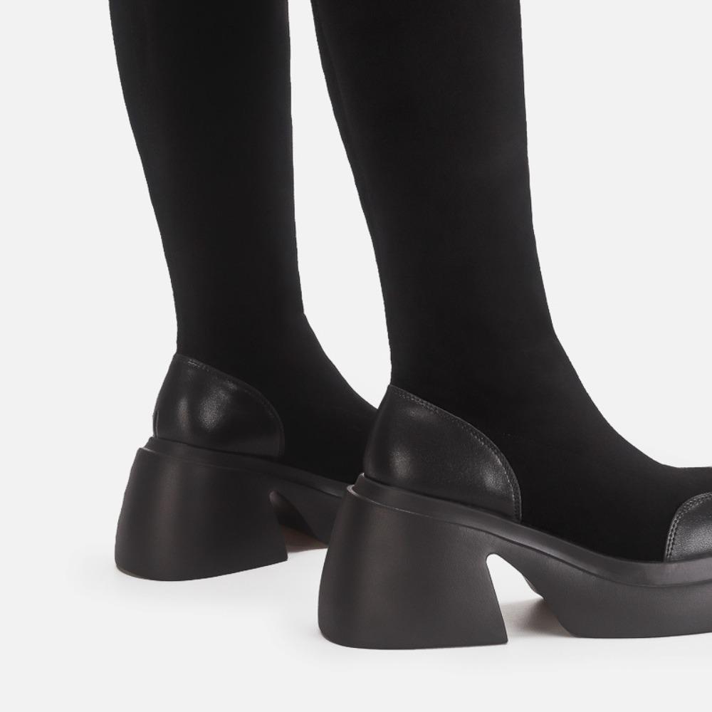 Long Women Boots Winter New Thick Soled Heightening Boots Women's High Boot Thick-soled Over Knee Elastic Boots Suede