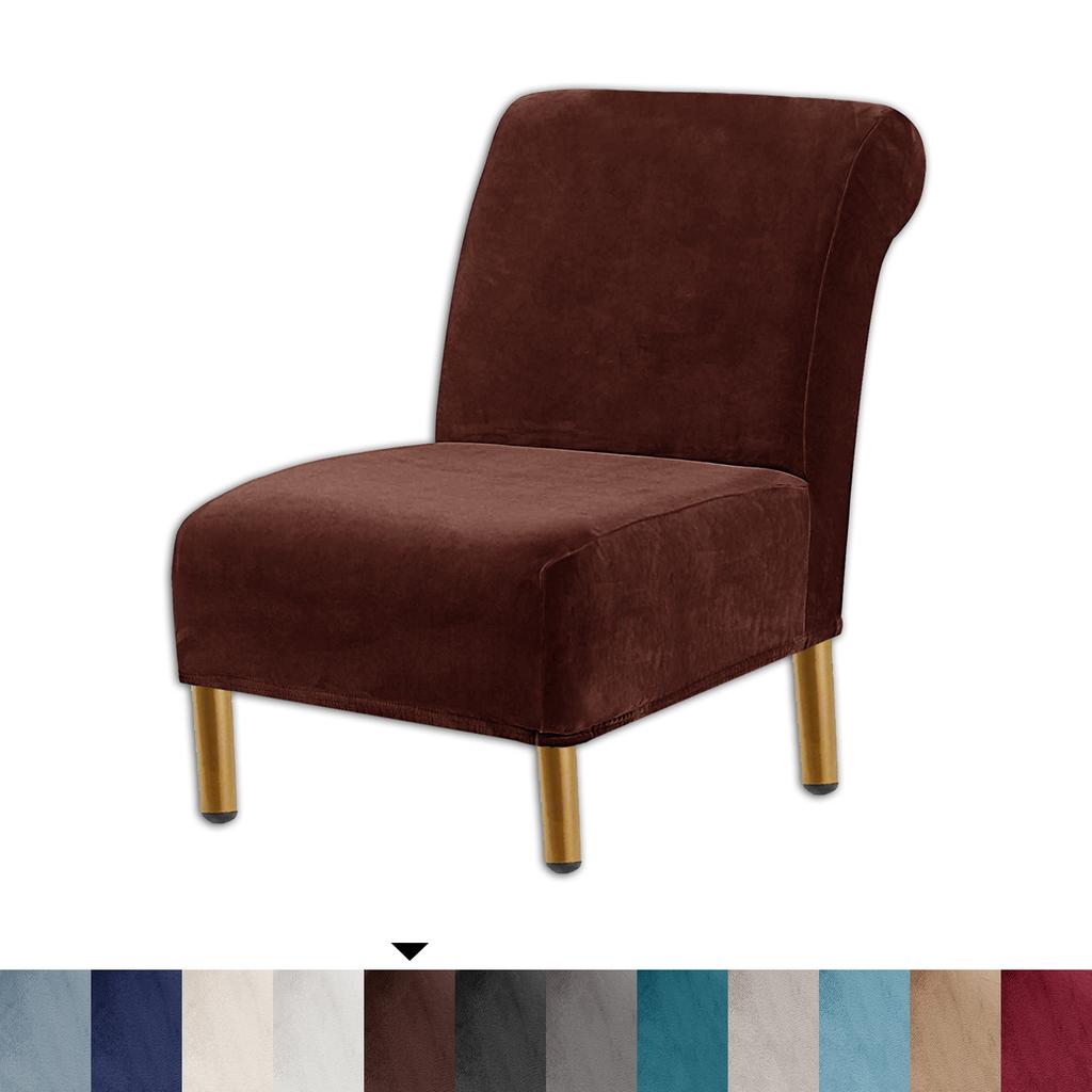 Stuhlhussen mit Samt-Akzenten, hochelastische Stuhlhussen ohne Armlehnen für das Wohnzimmer, dicker Stuhlbezug aus Samt, moderner Möbelschutz, maschinenwaschbar