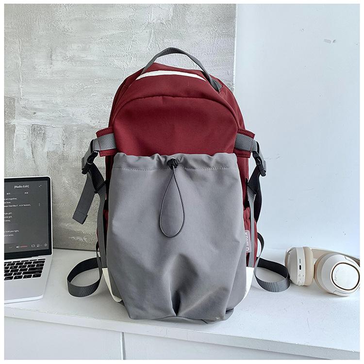 

High-value Color-blocking Backpack for Daily Travel College Students Hand-in-commuting Bag Fashionable Simple Casual Backpack красный