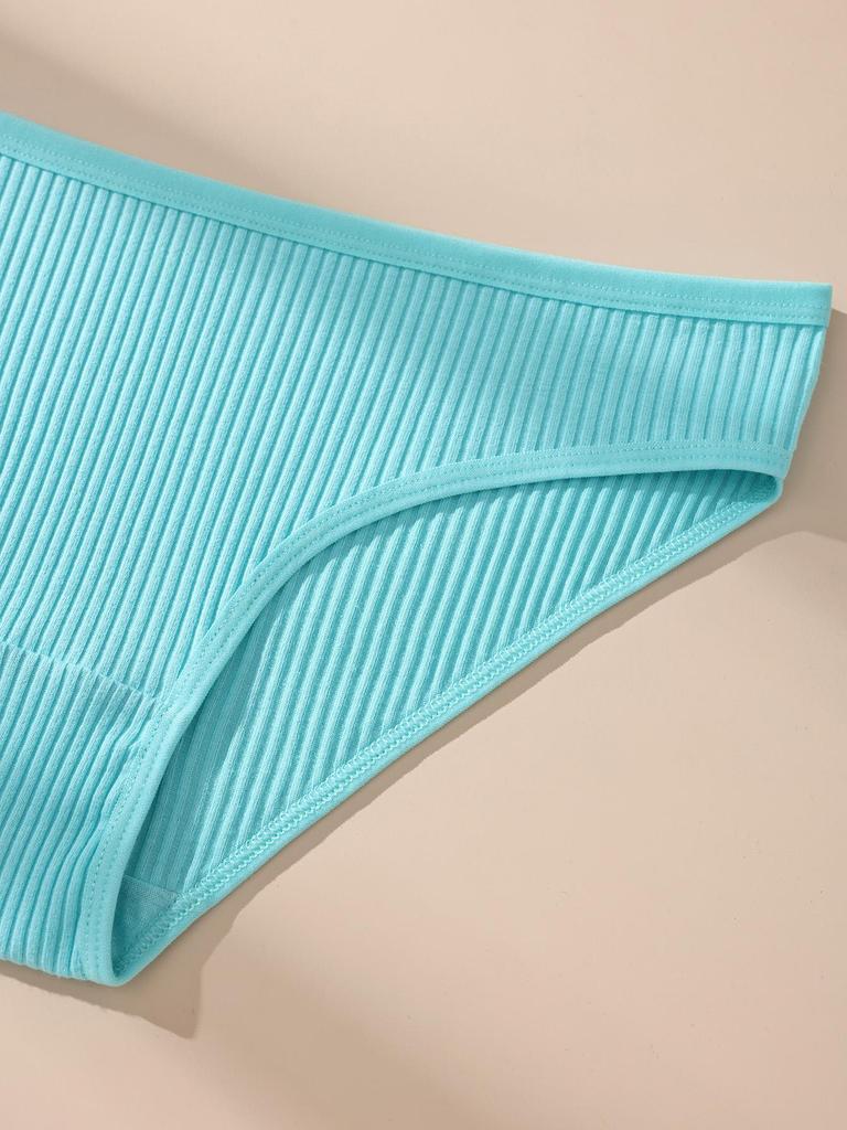 7Pcs Women Cotton Panties Striped Briefs Sexy Women's Underwear Low Waist Breathable Underpants Plus Size Solid Female Lingerie