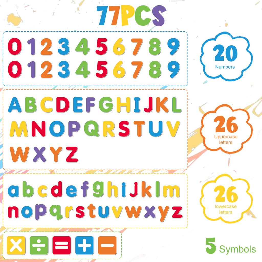 77 Pcs Fridge Magnet Reusable Magnetic Letter and Number Set Educational Toy with Case for Magnetic Whiteboard Fridge Magnet