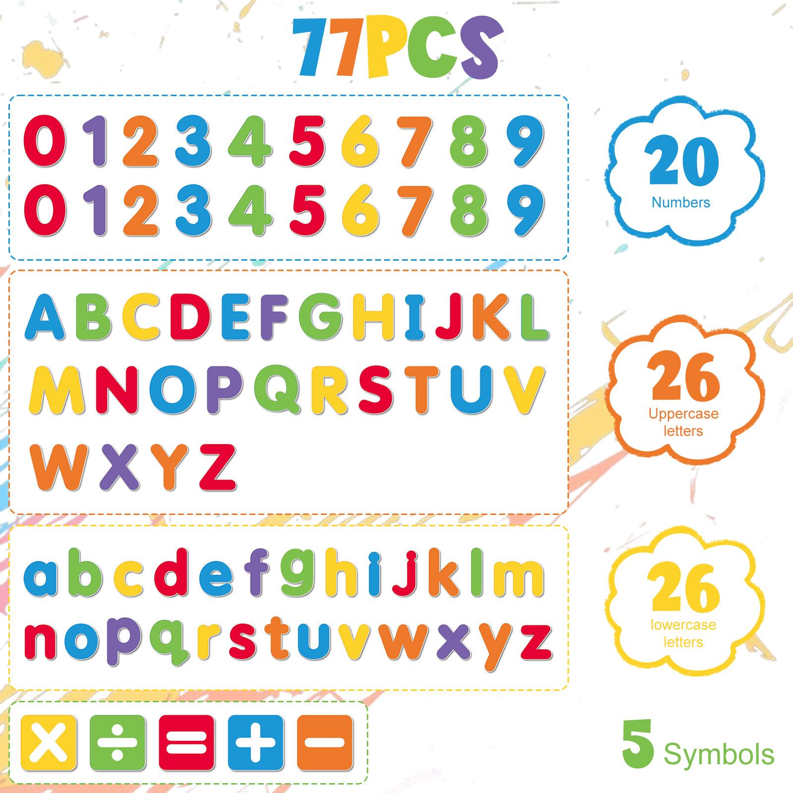 

77 Pcs Fridge Magnet Reusable Magnetic Letter and Number Set Educational Toy with Case for Magnetic Whiteboard Fridge Magnet