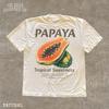 Retro Papaya T-Shirt für Damen Herren, Tropisches Fruchtshirt, Cottagecore Foodie Tee, Trendiges Botanisches Top, Vintage Bauernmarkt Geschenk