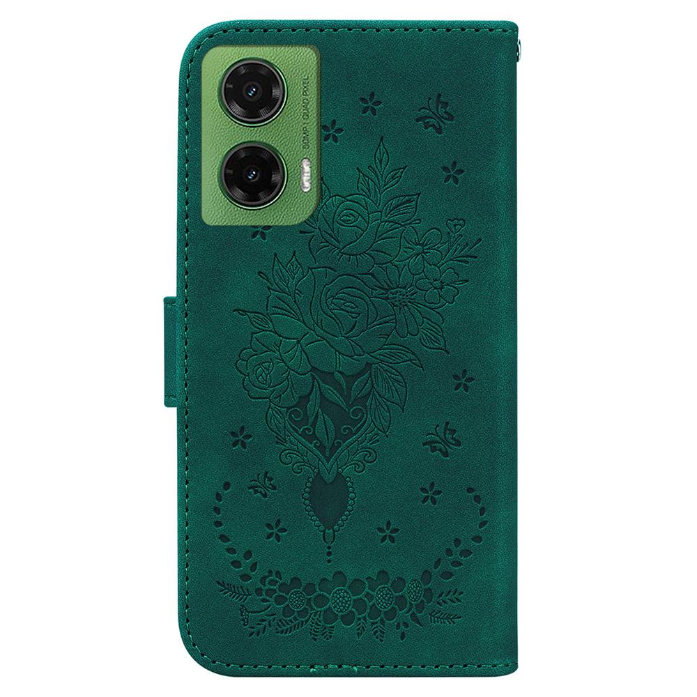 Etui dla Motorola Moto G35 5G PU Skórzany Portfel Pokrowiec na Telefon Wzór Motyla i Kwiatów