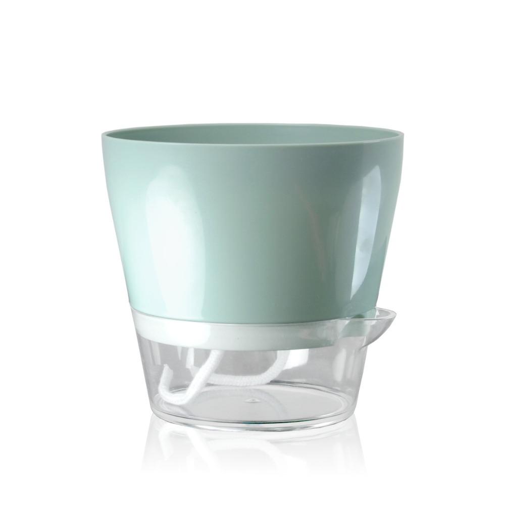 Drainage Hole Self Watering Flower Pot Plastic Resin Material Transparent Plant Pot  Home Planters