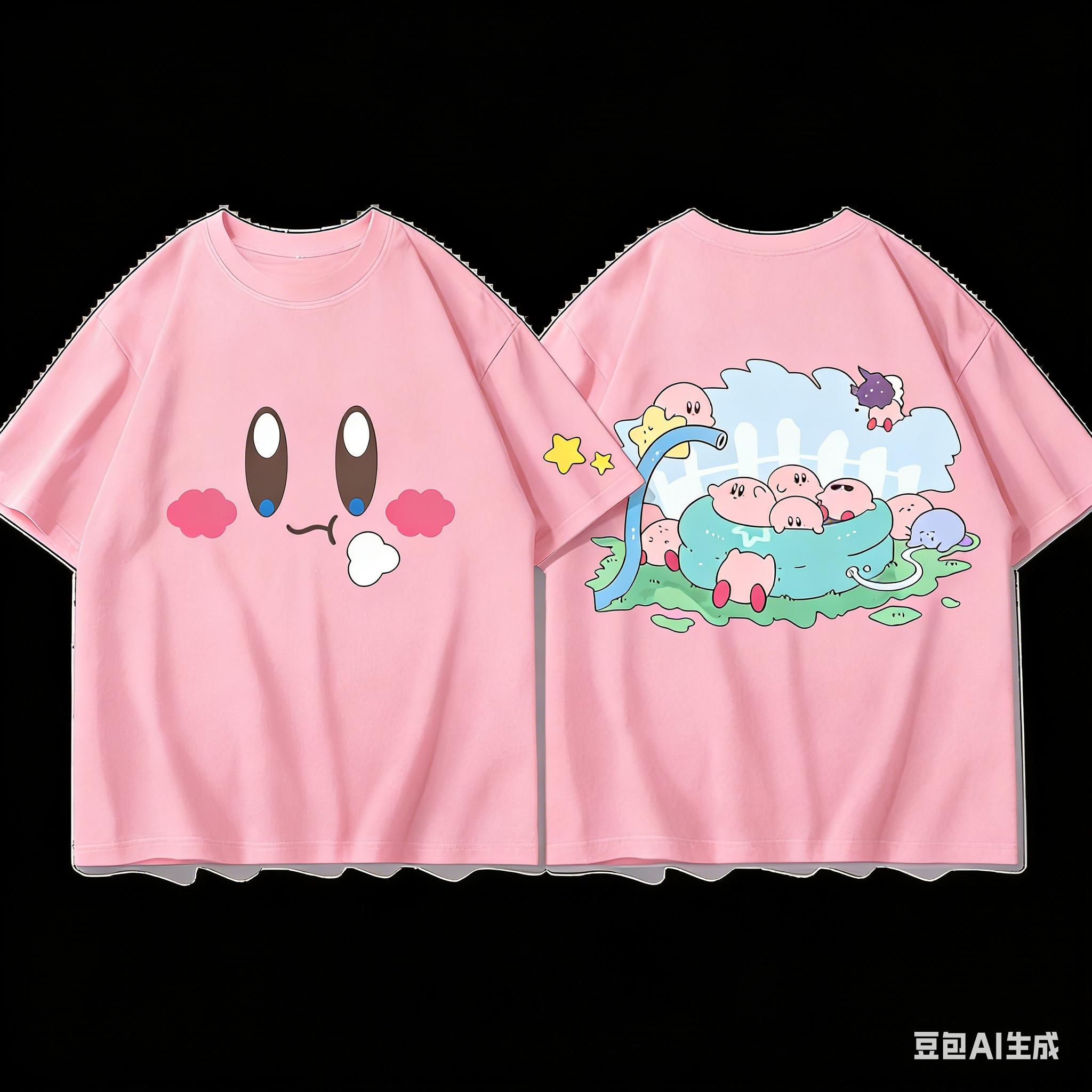 

Adult and Children Kirby Face Expression Pure Cotton Y2KT TShirt Suitable for Staying Home or Going Out S