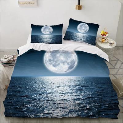 Diseño Luna Estrella Juego de Ropa de Cama Dibujos Animados Funda Nórdica King Queen Doble Tamaño Lujo Ropa de Cama para Adultos y Funda de Almohada