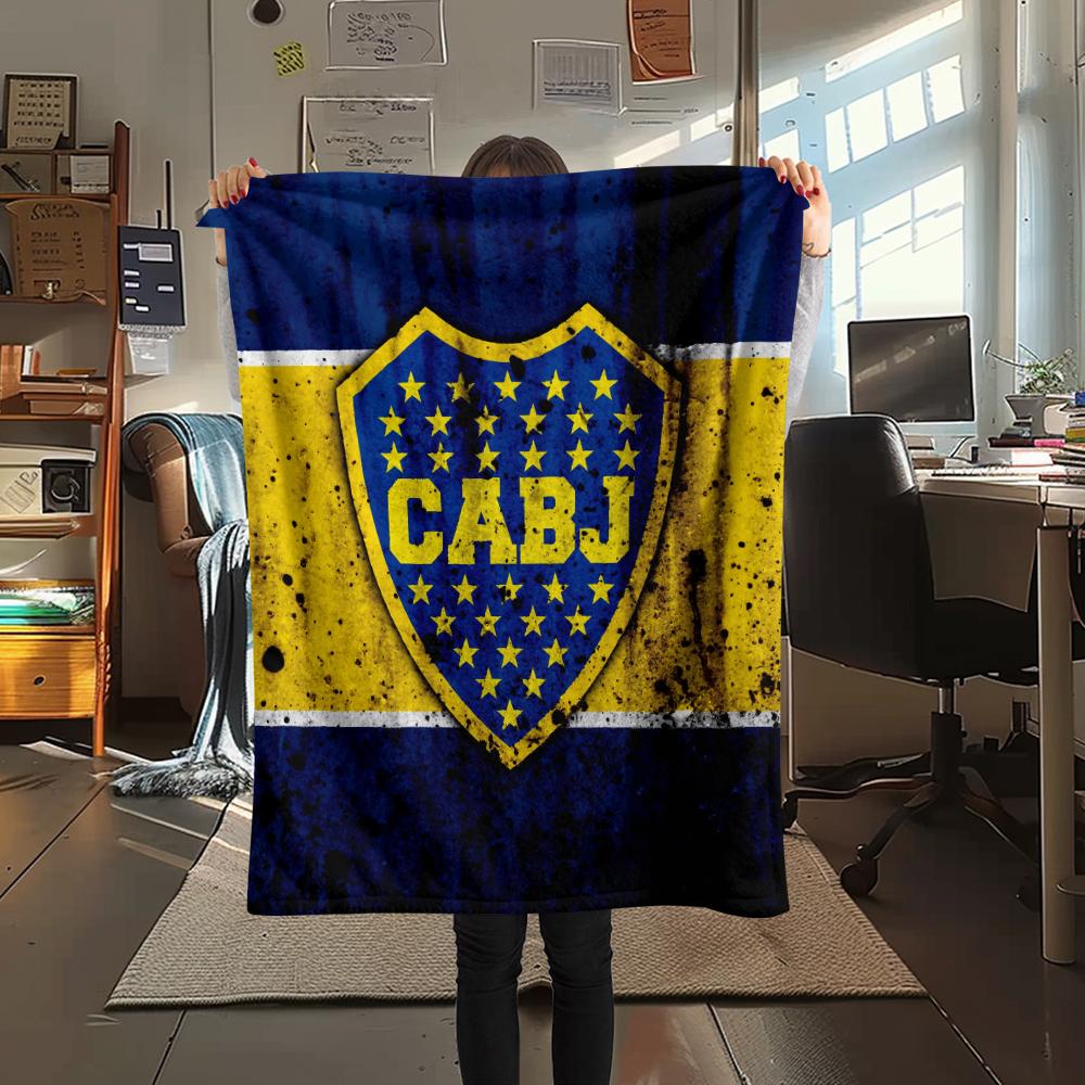 Logo Boca Juniors, Coperta in Flanella con Fantasia, Alta Qualità, Confortevole per Tutte le Stagioni, Decorazione per la Casa, Calore e Comfort, Perfetta per Regali.