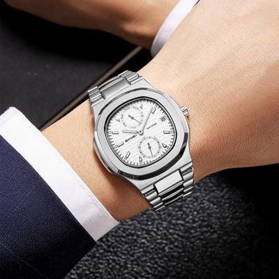 Men's Watches Week Date Quartz Wristwatch Business Men's Watch Stainless Steel Waterproof Luminous