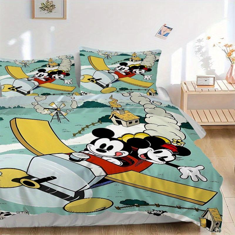 3pcs Mickey, Minnie Printed Bedding Set, Breathable And Soft, Machine Washable, Christmas Gift, Suitable for Bedroom Decoration, 099