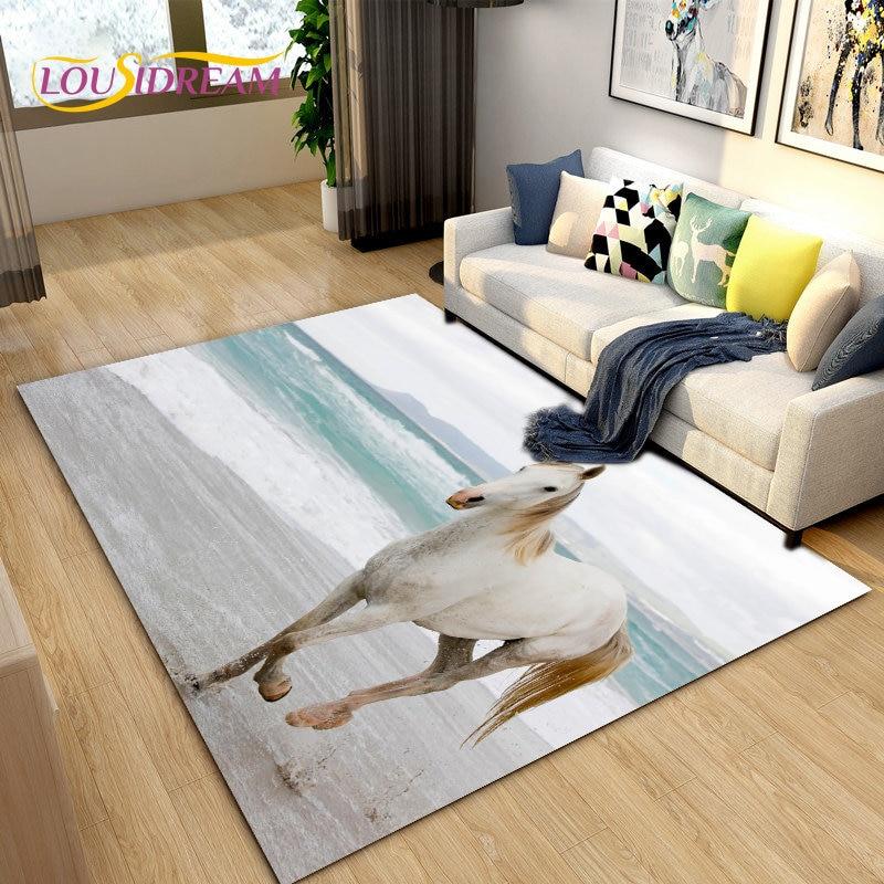 3D Animal Pentium Horse Area Rug,Carpet Rug for Living Room Children's Room Decoration,Kids Play Crawling Non-slip Floor Mat