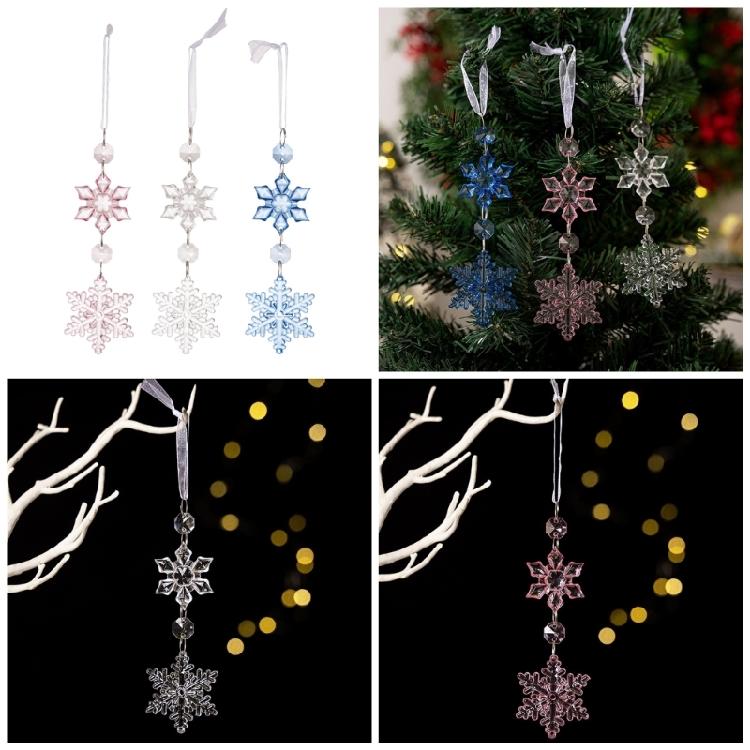 Holiday Snowflake Hanging Set of 4 Multipurpose Christmas Decoration Accessory Portable for Window Door and Wall