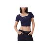 Levis Comfortable Simple Knit Casual Square Neck Short Sleeve T-Shirt Women Tops 0019T-0004