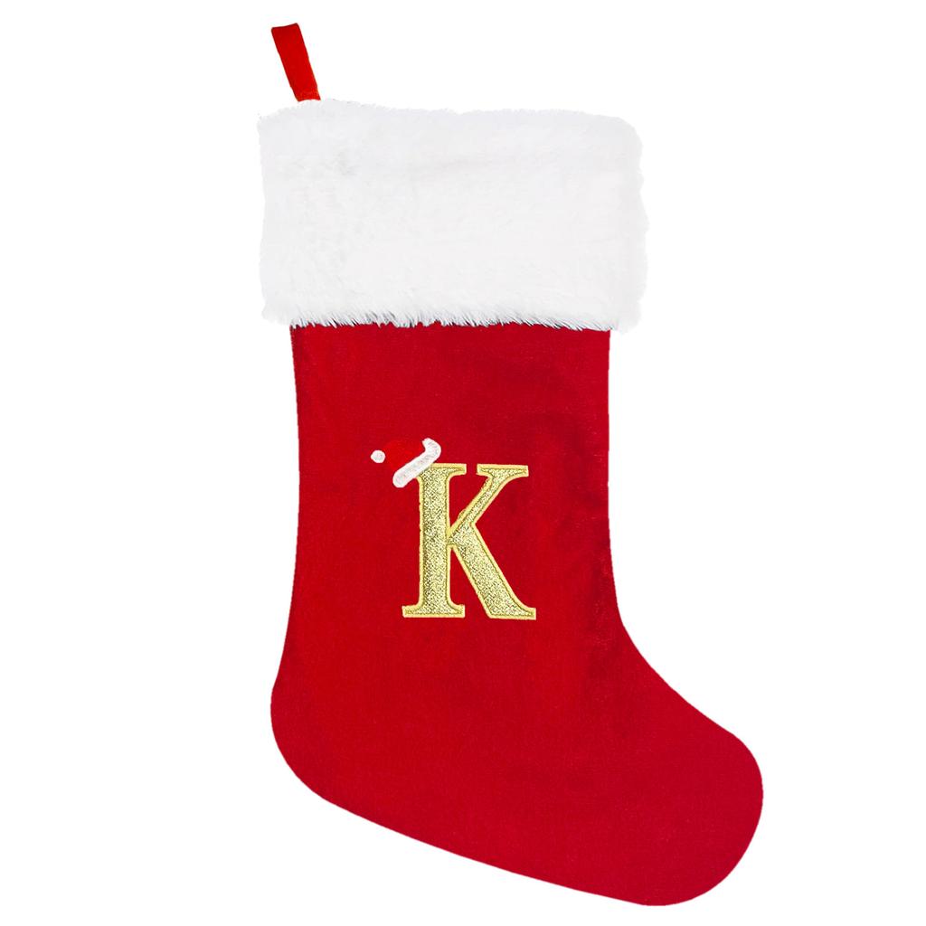 A-Z Letters Christmas Stocking Xmas Tree Pendant Alphabet Socks Gift Bag
