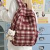 Sac à dos à carreaux rétro pour femme Sac d'école pour étudiant