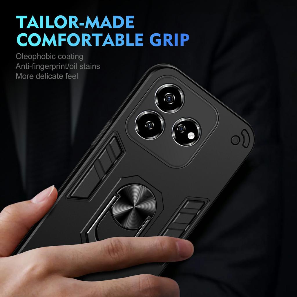 For ZTE Axon 60 Lite Case PC+TPU Drop Defend Phone Cover with Ring Kickstand