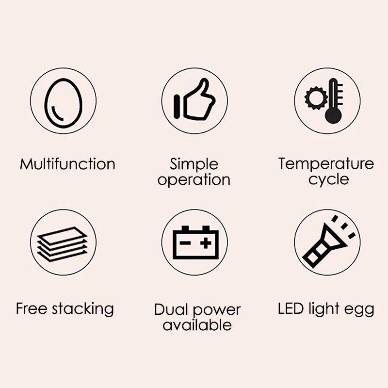 16 Eggs Farm Poultry Fully Automatic Turning Egg Incubator Dual-Electric Mini Household Brooder for Chicken Goose Duck Birds