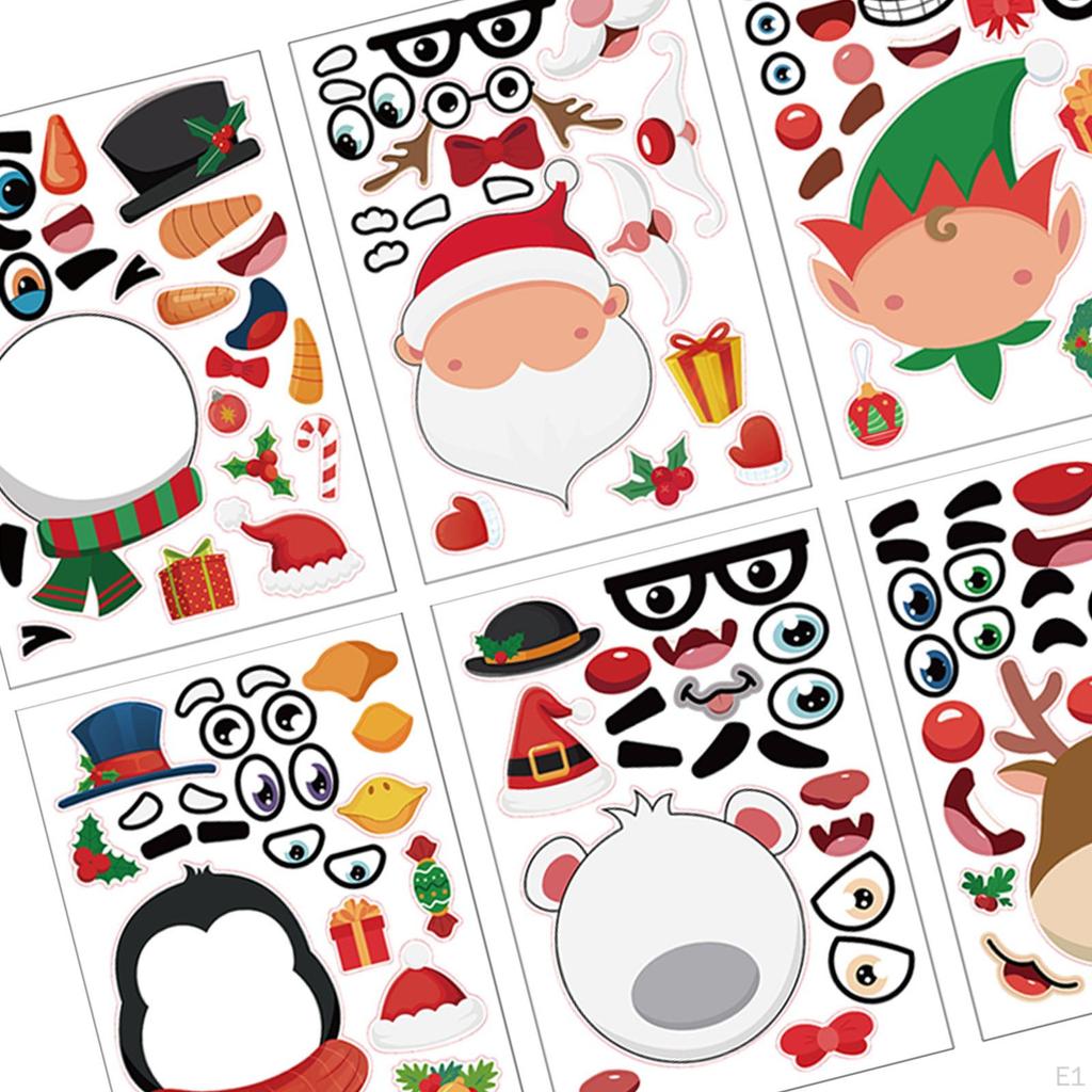 12x Christmas Stickers Make A Face Decoration Wall Party Game
