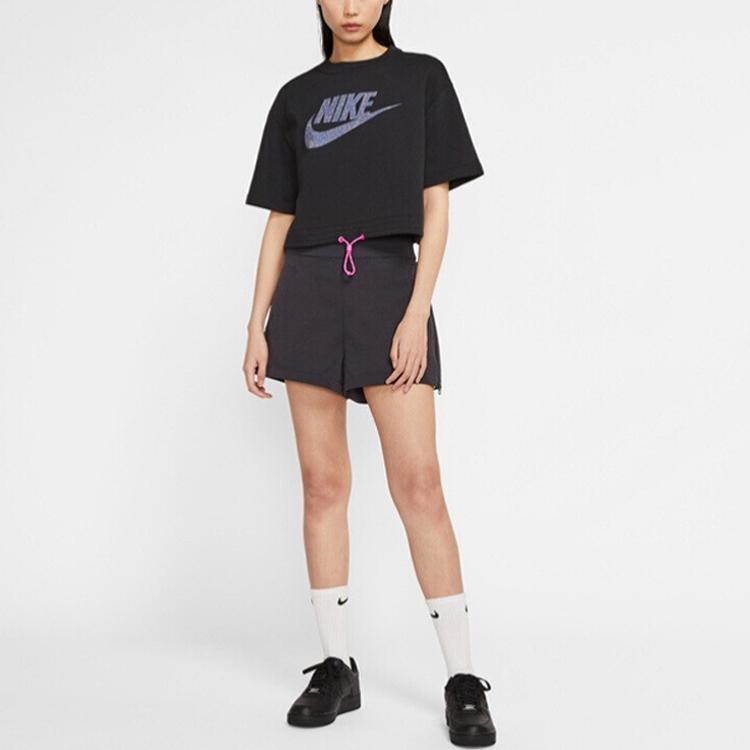 Nike Sportswear Logo Loose Fit Crew Neck Short Sleeve T-Shirt Women Tops Black DD2087-010
