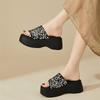 Women's Thick Heel Slippers Summer New Beach Slippers Outdoor Casual Platform Sandals Shiny Sequins Slippers for Women