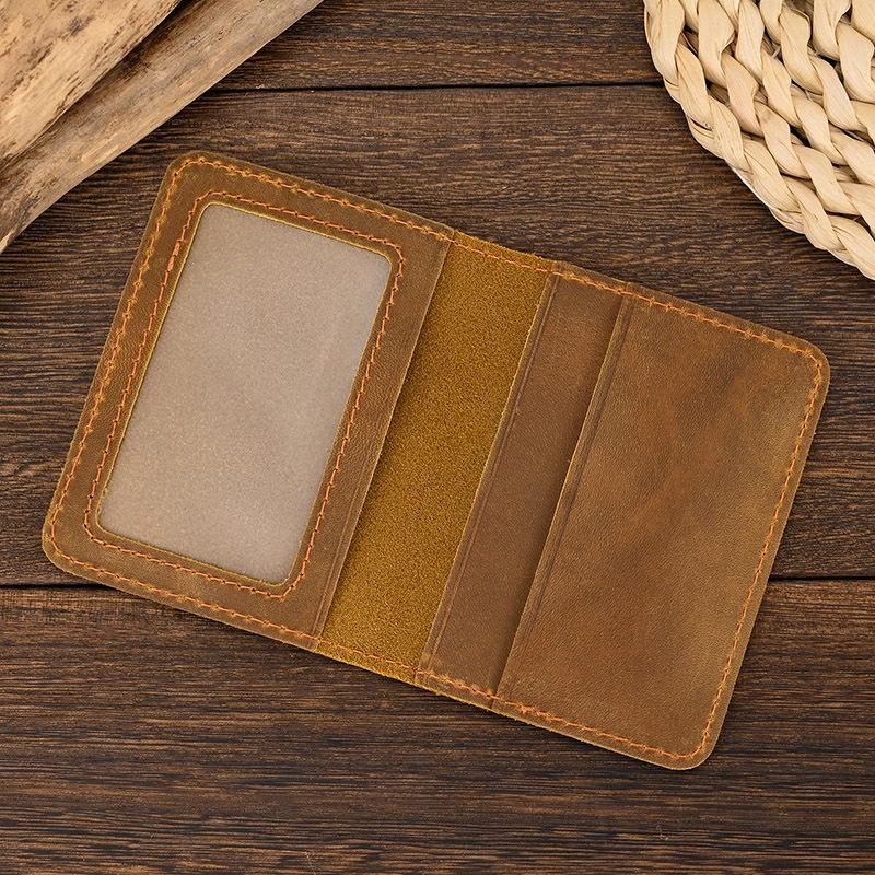 Leather Card Holder, Simple Leather Short Wallet, Ultra-Thin Men'S 20% Off Card Bag, Crazy Horse Leather Small Wallet.