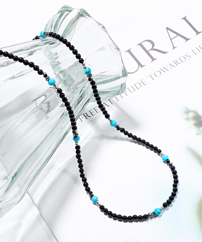 Polalita Turquoise Point Black Onyx Necklace (Plt-Nl-098_Bk)
