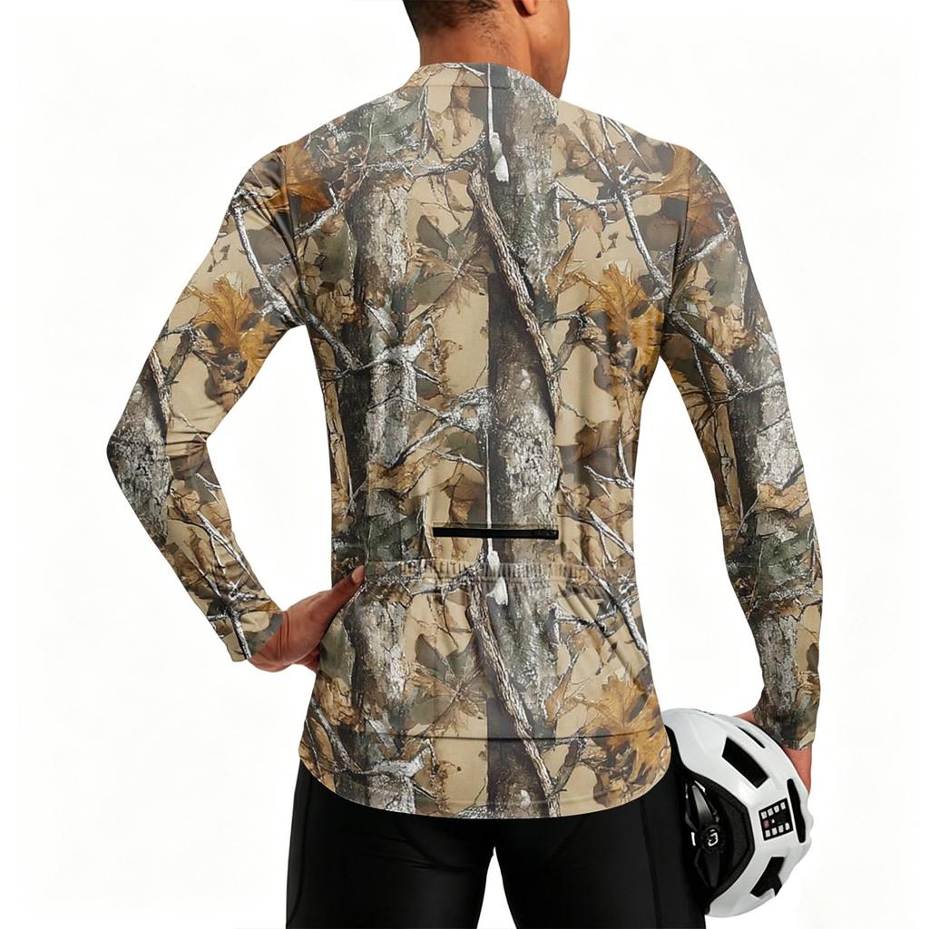 Heren Lange Mouw Fietsjersey Ademend Sneldrogend Stof Halve Rits Pullover Lichtgewicht Atletisch Shirt voor Buitensporten