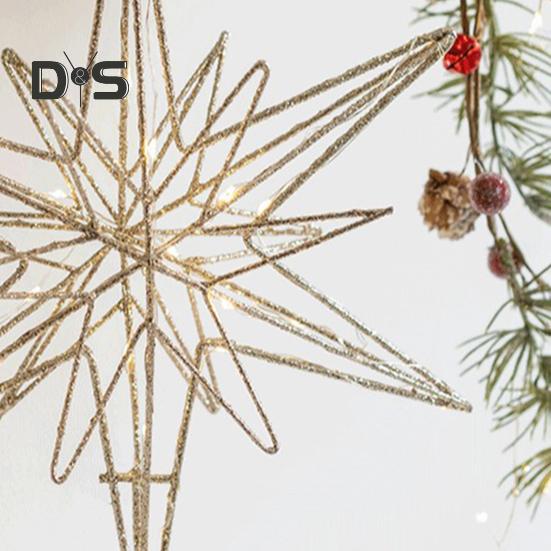 Stella Glitterata Illuminata A LED Per Albero Di Natale – 20 Luci, 25x20 Cm, Decorazione 3D