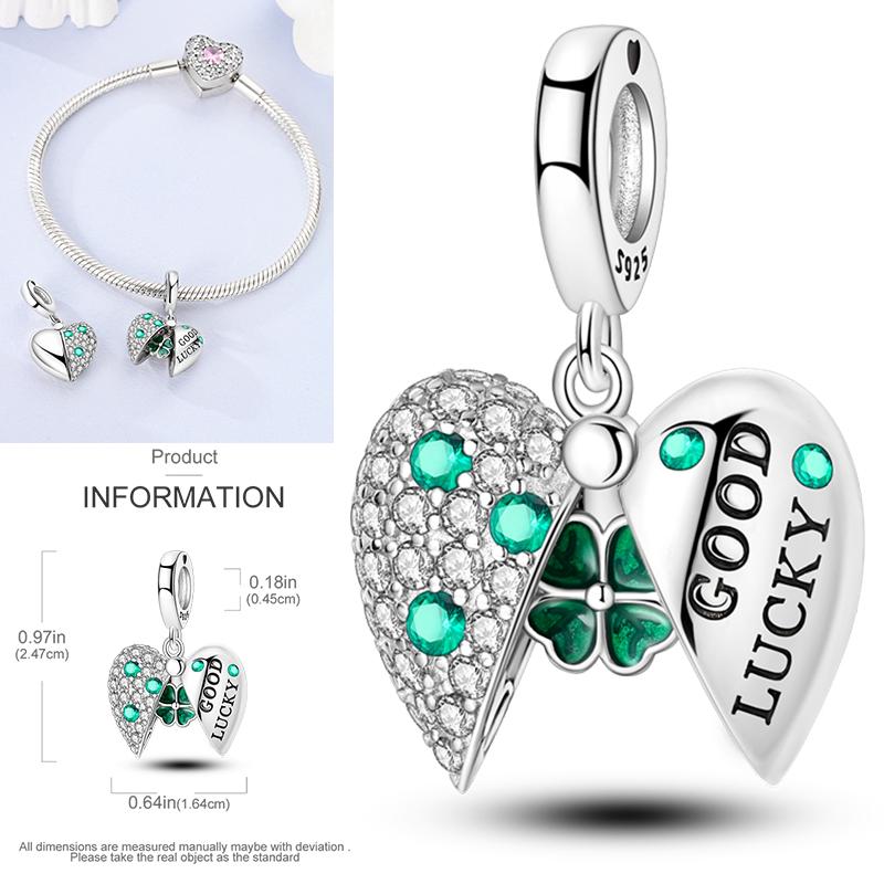 Neuer 925er Silber Kaktus Kleeblatt Anhänger Frühlingsgrüne Serie Perlenanhänger Für Original Perlenarmband DIY Schmuck