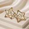 Trendy Double Star Gold Earrings: European & American Stainless Steel Dangles