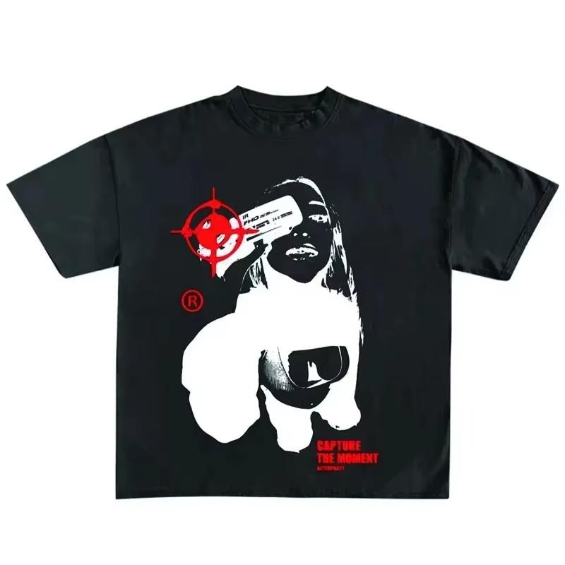 Pure Cotton Mens Y2k Clothing Hiphop Rock Band Punk Goth Fashion Casual Printed Tshirt Vintage Aesthetic Harajuku Streetwear
