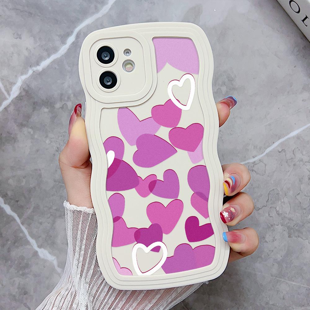 Silicone Phone Case For iPhone 11 6s SE 2020 16 7 8 Plus 13 15 14 Pro Max 12 XR Wave Shockproof Soft Love Heart Cover Funda